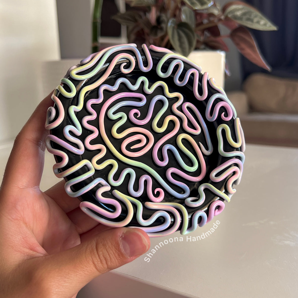 Pastel Squiggle Trinket Tray - Black