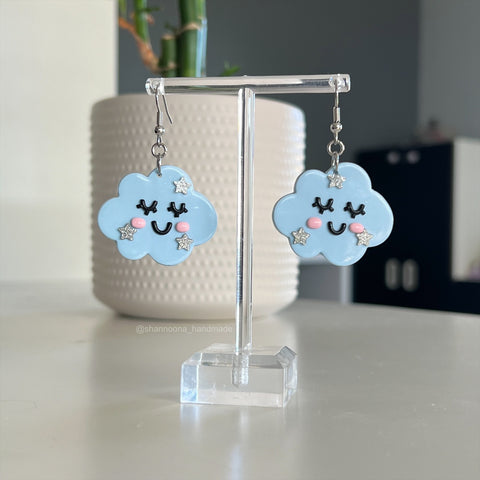 Sleepy Cloud Earrings - Blue