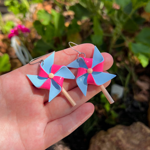 Pinwheel Earrings - Pink/Blue
