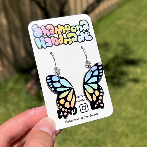 Butterfly Wing Earrings - Pastel Rainbow