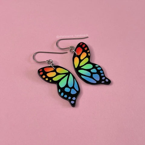 Butterfly Wing Earrings - Rainbow