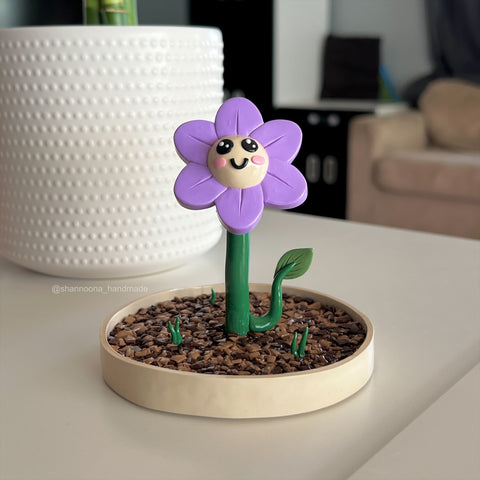 Purple Flower Ring Holder