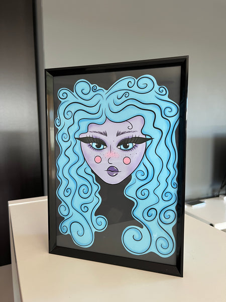 'Blue Hair Woman' Art Print