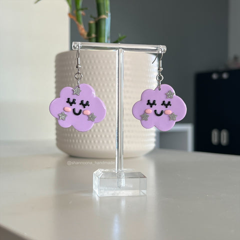 Sleepy Cloud Earrings - Purple