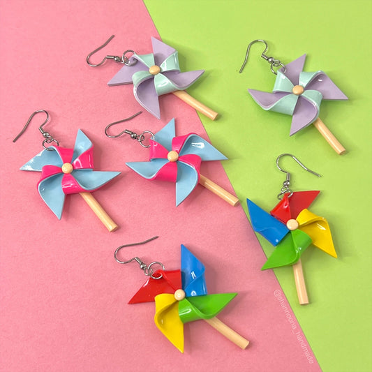 Pinwheel Earrings - Pink/Blue