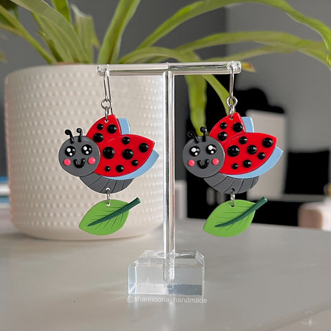 Flying Ladybug Earrings