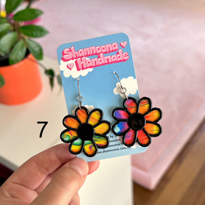Rainbow Mishmash Flower Earrings