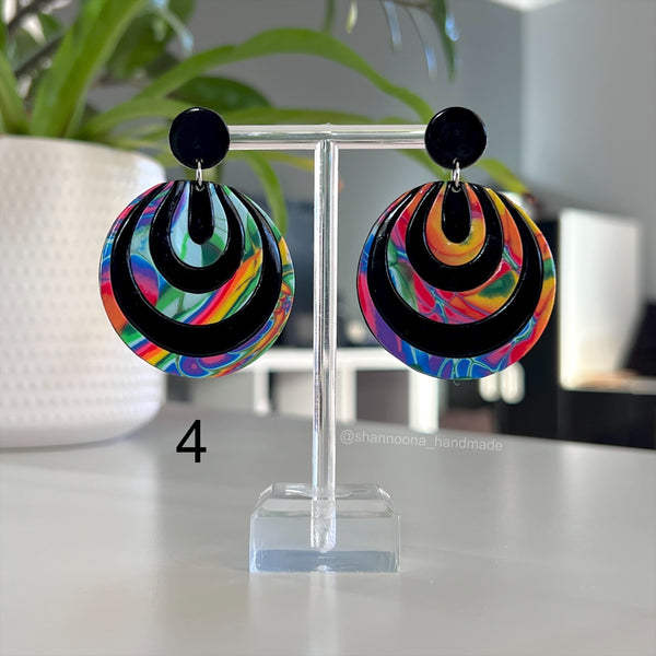 Rainbow Mishmash Circle Earrings