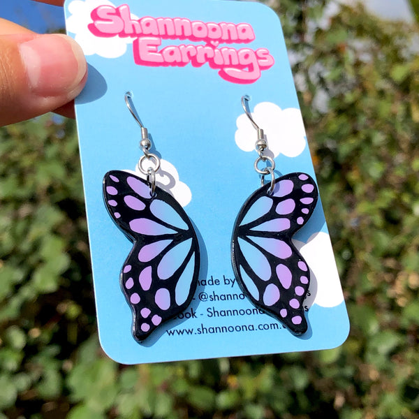 Butterfly Wing Earrings - Blue/Purple