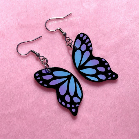 Butterfly Wing Earrings - Blue/Purple
