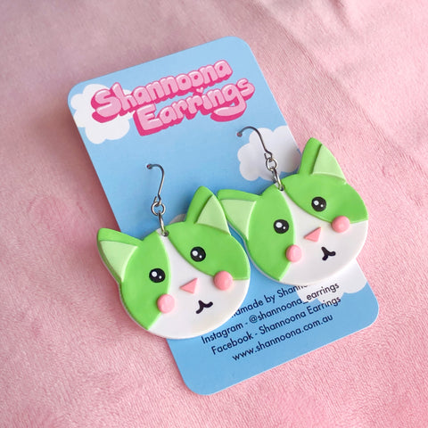 Kitty Earrings - Green