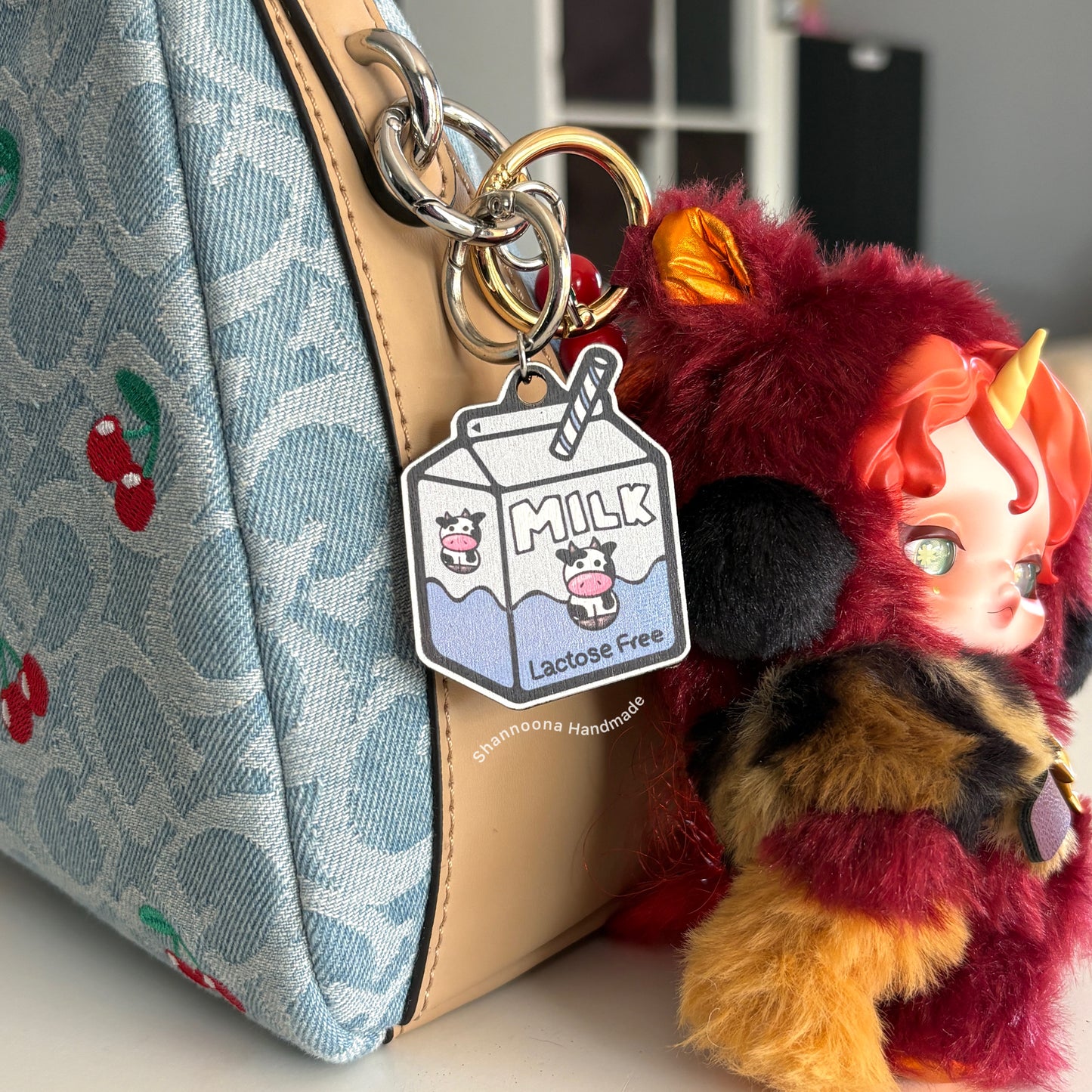 Milk Wooden Keychain - Lactose Free