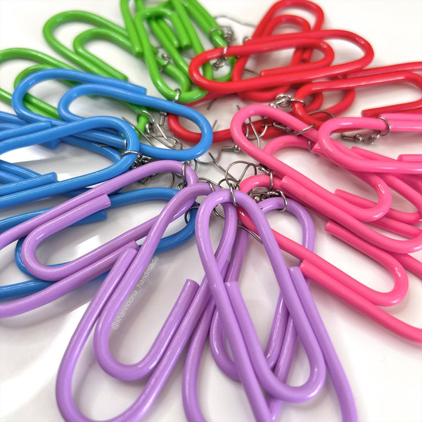 Jumbo Paper Clip Earrings - Purple