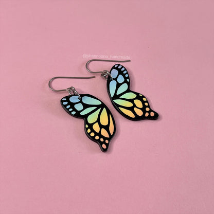 Butterfly Wing Earrings - Pastel Rainbow