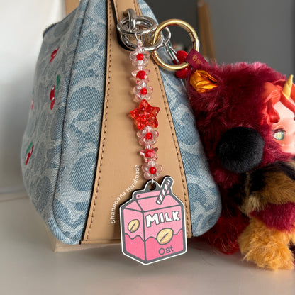 Milk Beaded Keychain - Oat