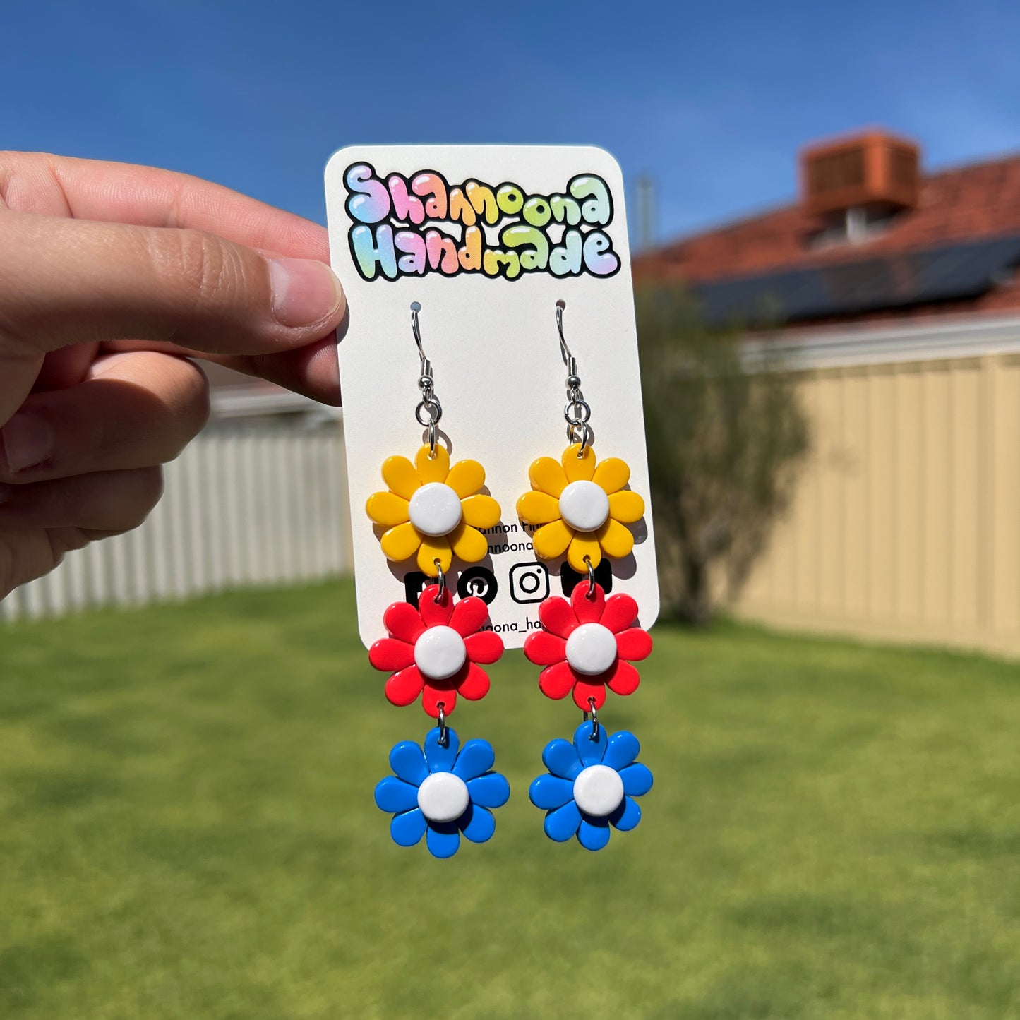 Primary Flower Dangle Earrings