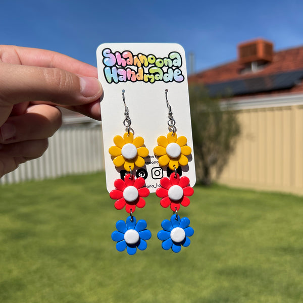 Primary Flower Dangle Earrings