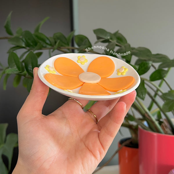 Flower Trinket Dish - Orange