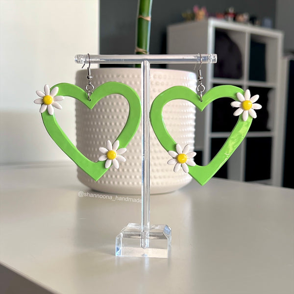 Heartsy Hoop Earrings - Green