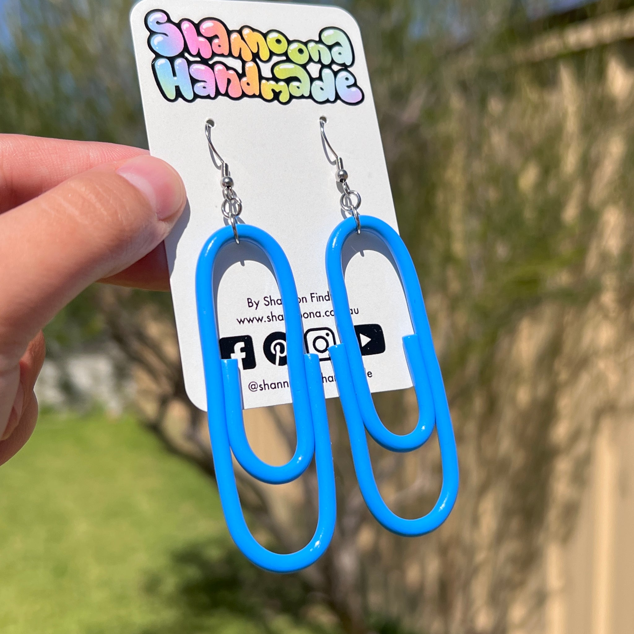 Jumbo Paper Clip Earrings - Blue