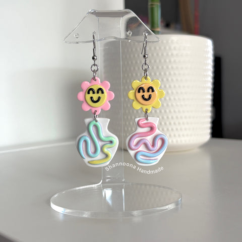 Sqiggly Flower Pot Earrings