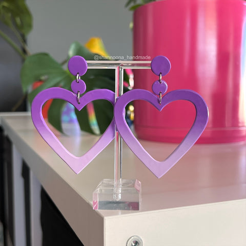 Ombré Heart Earrings - Purple