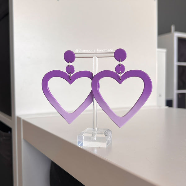Ombré Heart Earrings - Purple