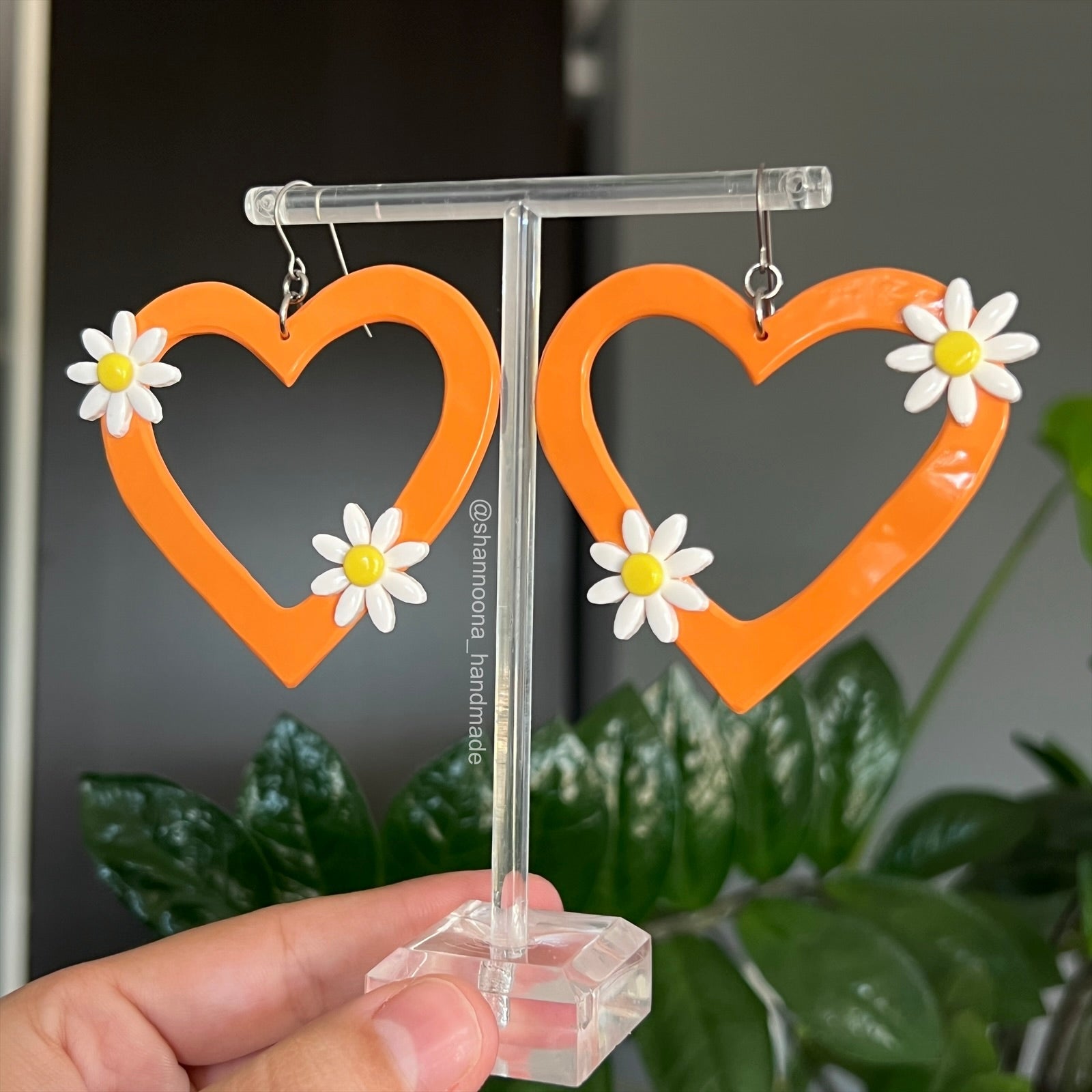 Heartsy Hoop Earrings - Orange