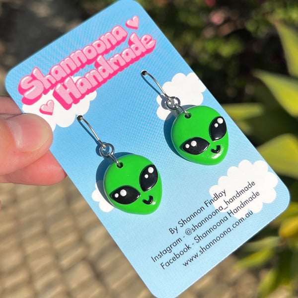 Green Alien Earrings