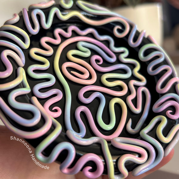 Pastel Squiggle Trinket Tray - Black