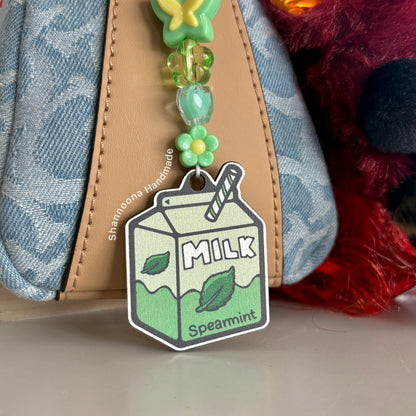 Milk Beaded Keychain - Spearmint