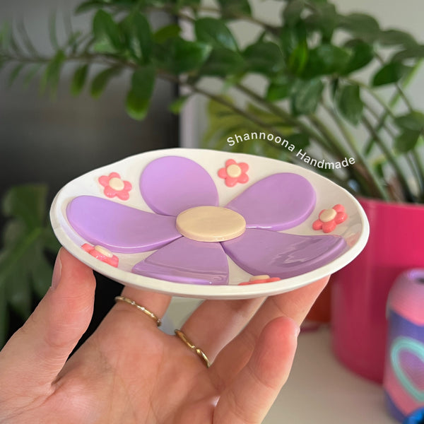 Flower Trinket Dish - Purple