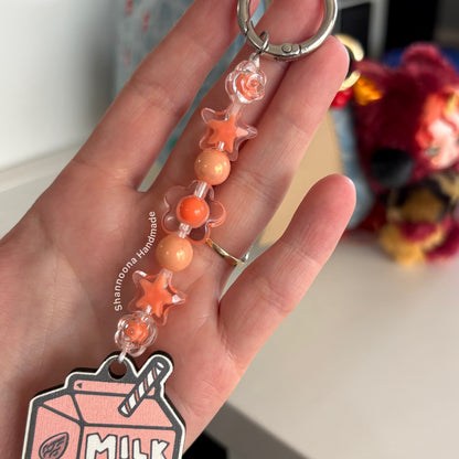 Milk Beaded Keychain - Almond