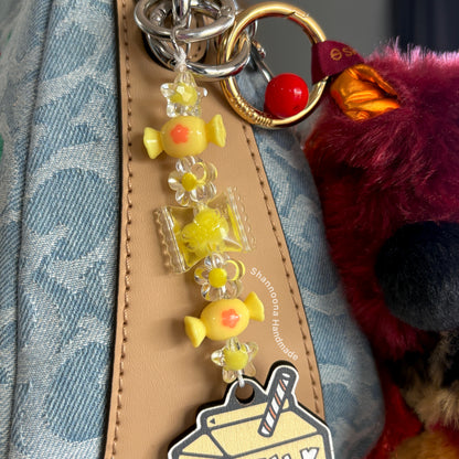 Milk Beaded Keychain - Honeycomb