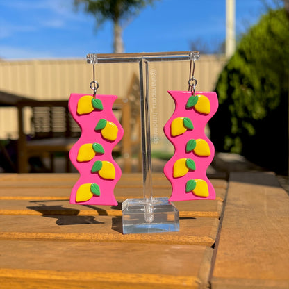Wavy Lemon Dangle Earrings