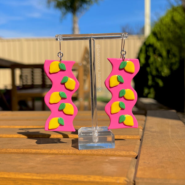 Wavy Lemon Dangle Earrings