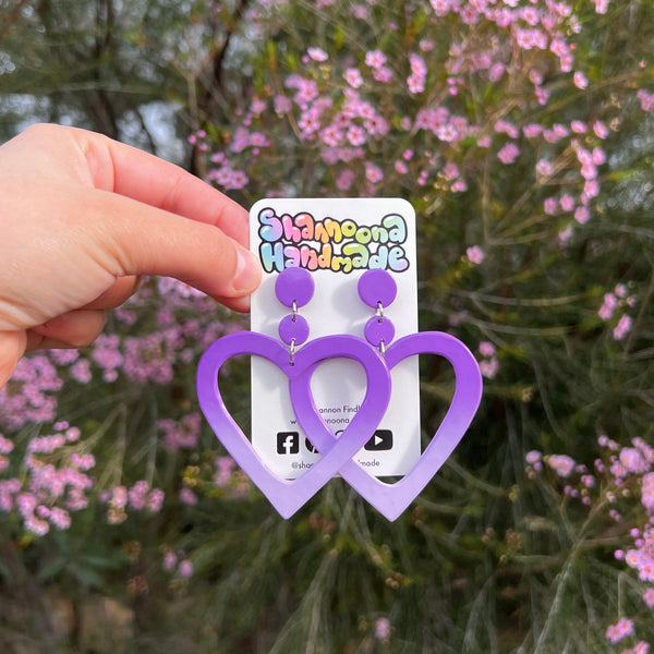 Ombré Heart Earrings - Purple