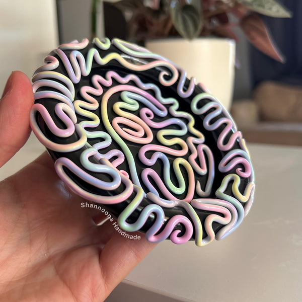 Pastel Squiggle Trinket Tray - Black