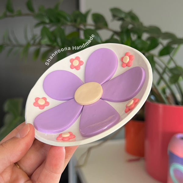 Flower Trinket Dish - Purple