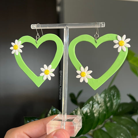 Heartsy Hoop Earrings - Green