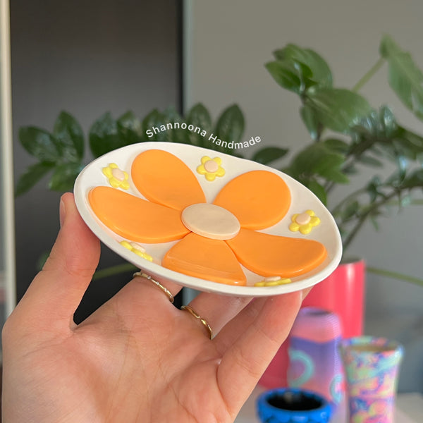 Flower Trinket Dish - Orange