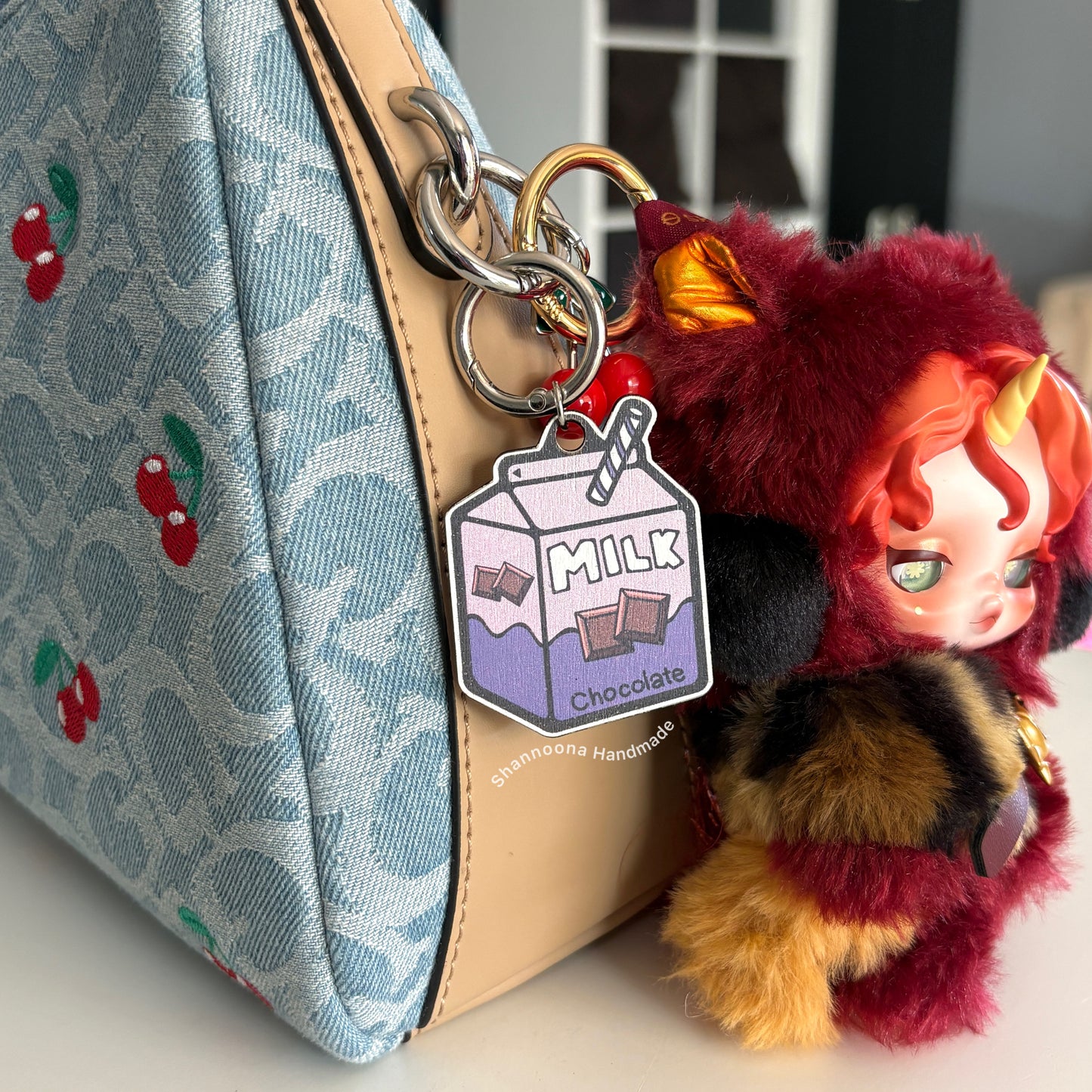 Milk Wooden Keychain - Chocolate