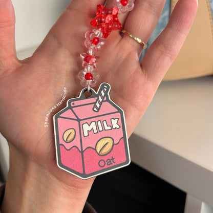 Milk Beaded Keychain - Oat