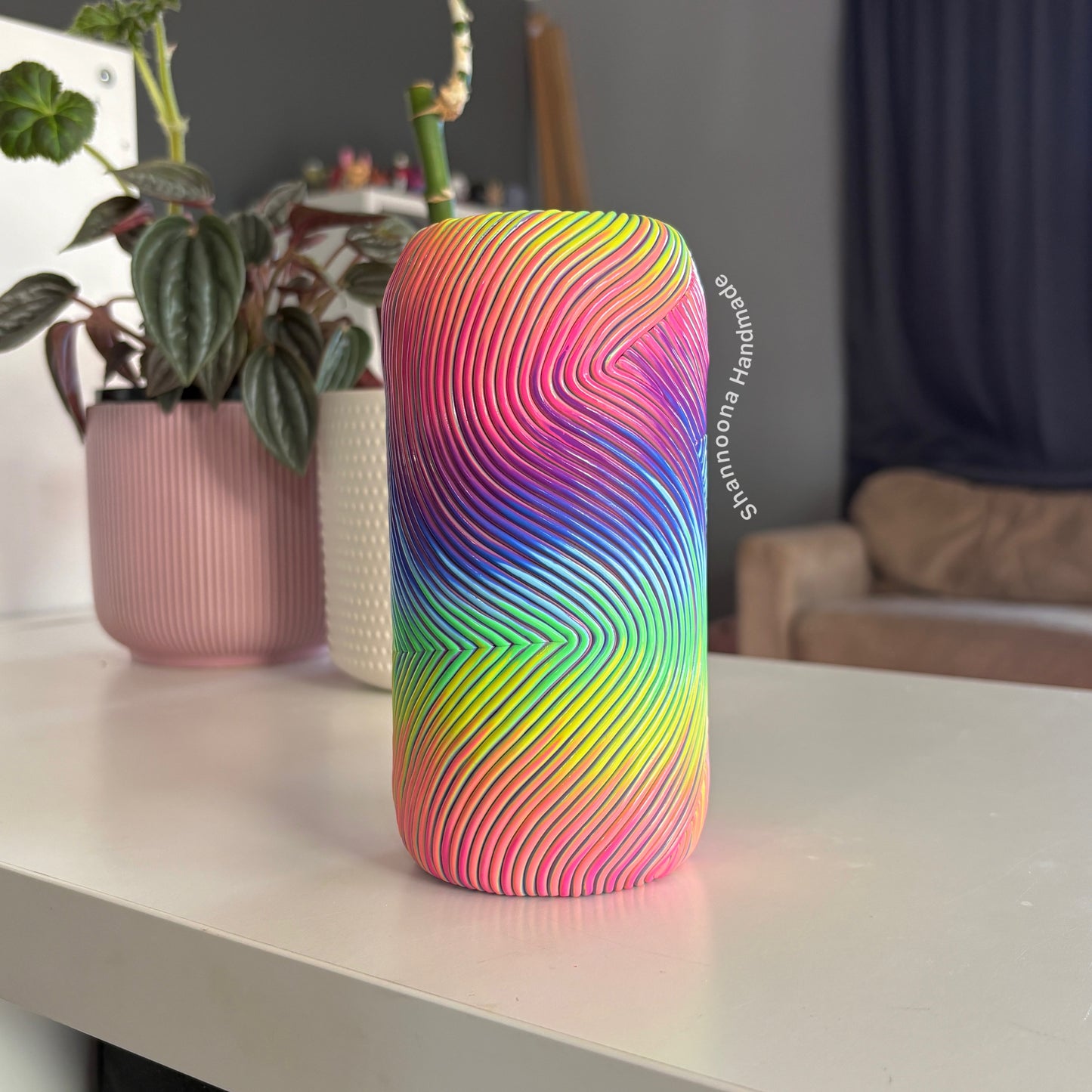 Neon Rainbow Waves Vase