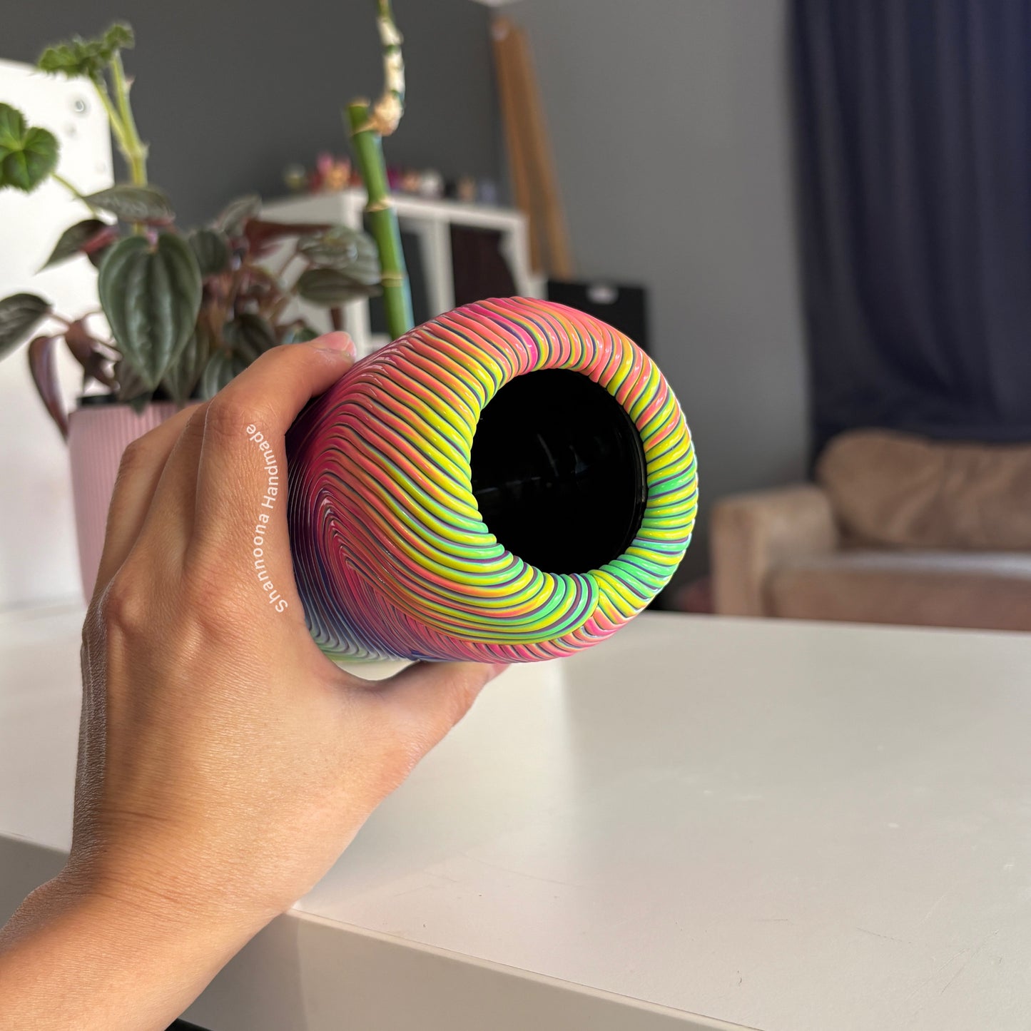 Neon Rainbow Waves Vase