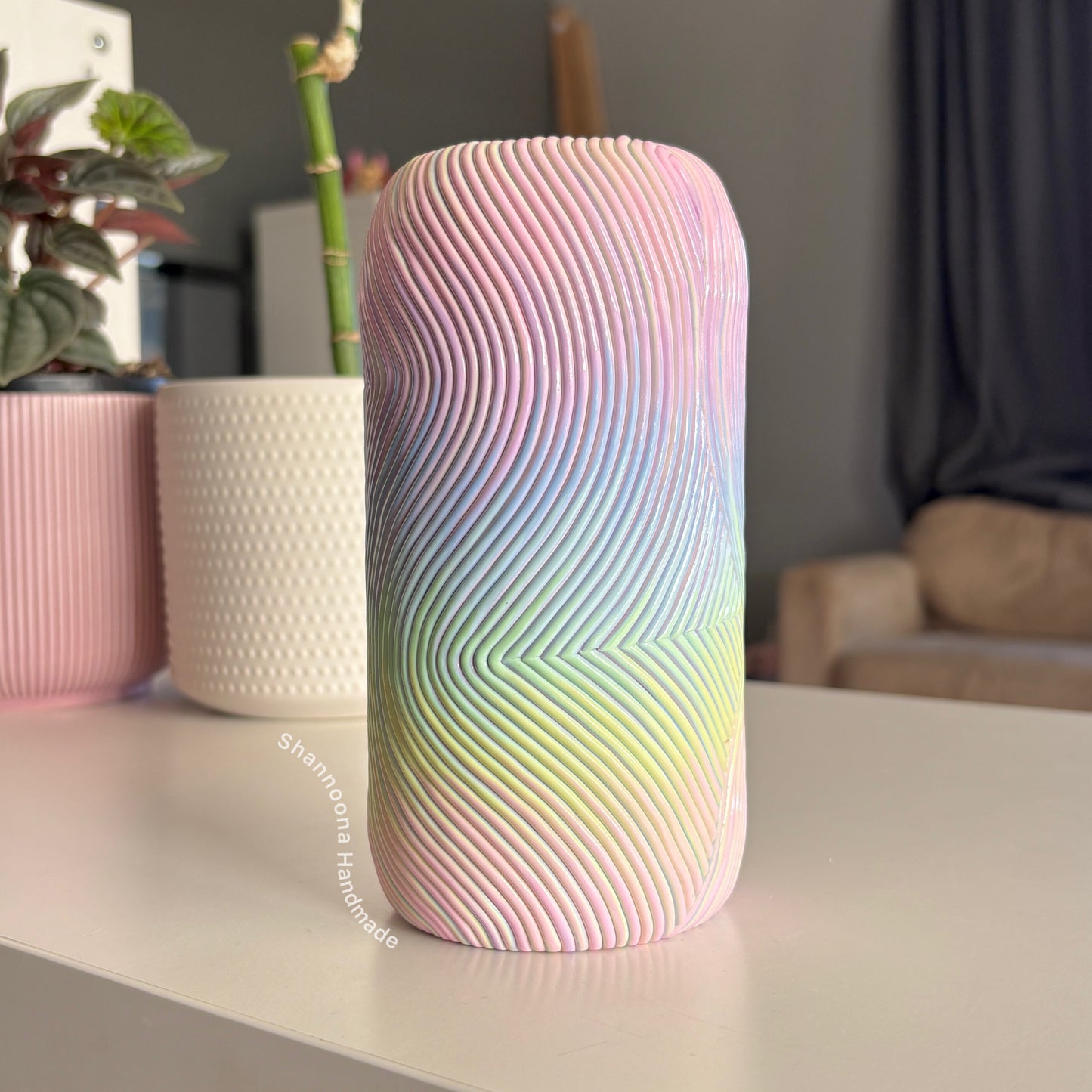 Pastel Rainbow Waves Vase