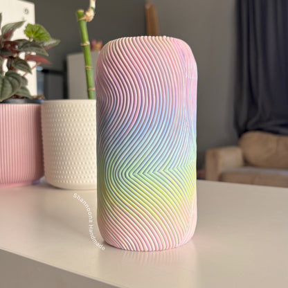 Pastel Rainbow Waves Vase