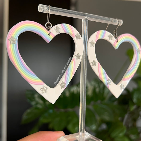 Heartsy Hoop Earrings - Rainbow