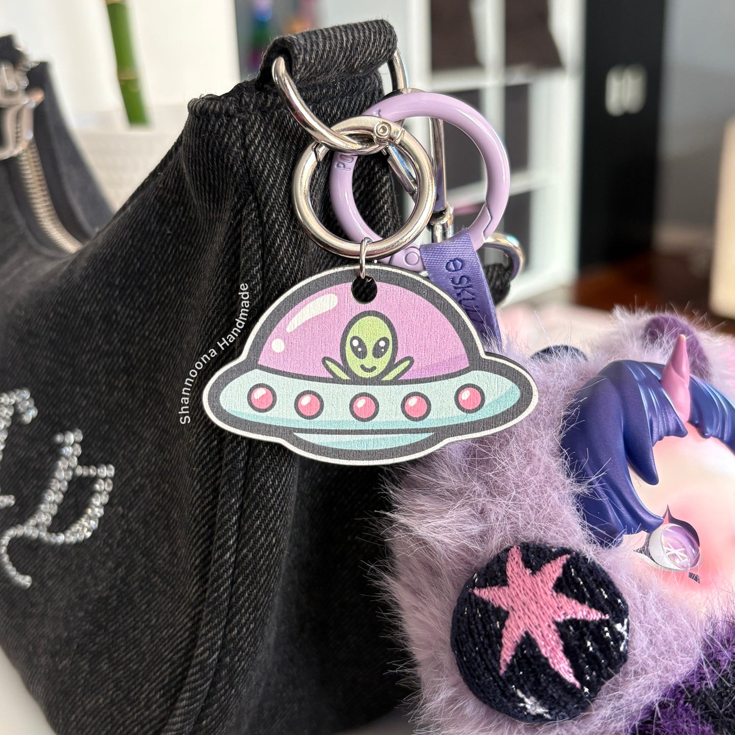 UFO Wooden Keychain