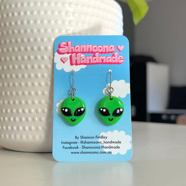 Green Alien Earrings